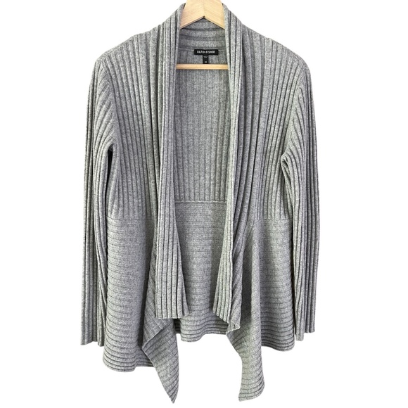 Eileen Fisher Cashmere Ribbed Gray Open Cardigan Size XS - Picture 2 of 10